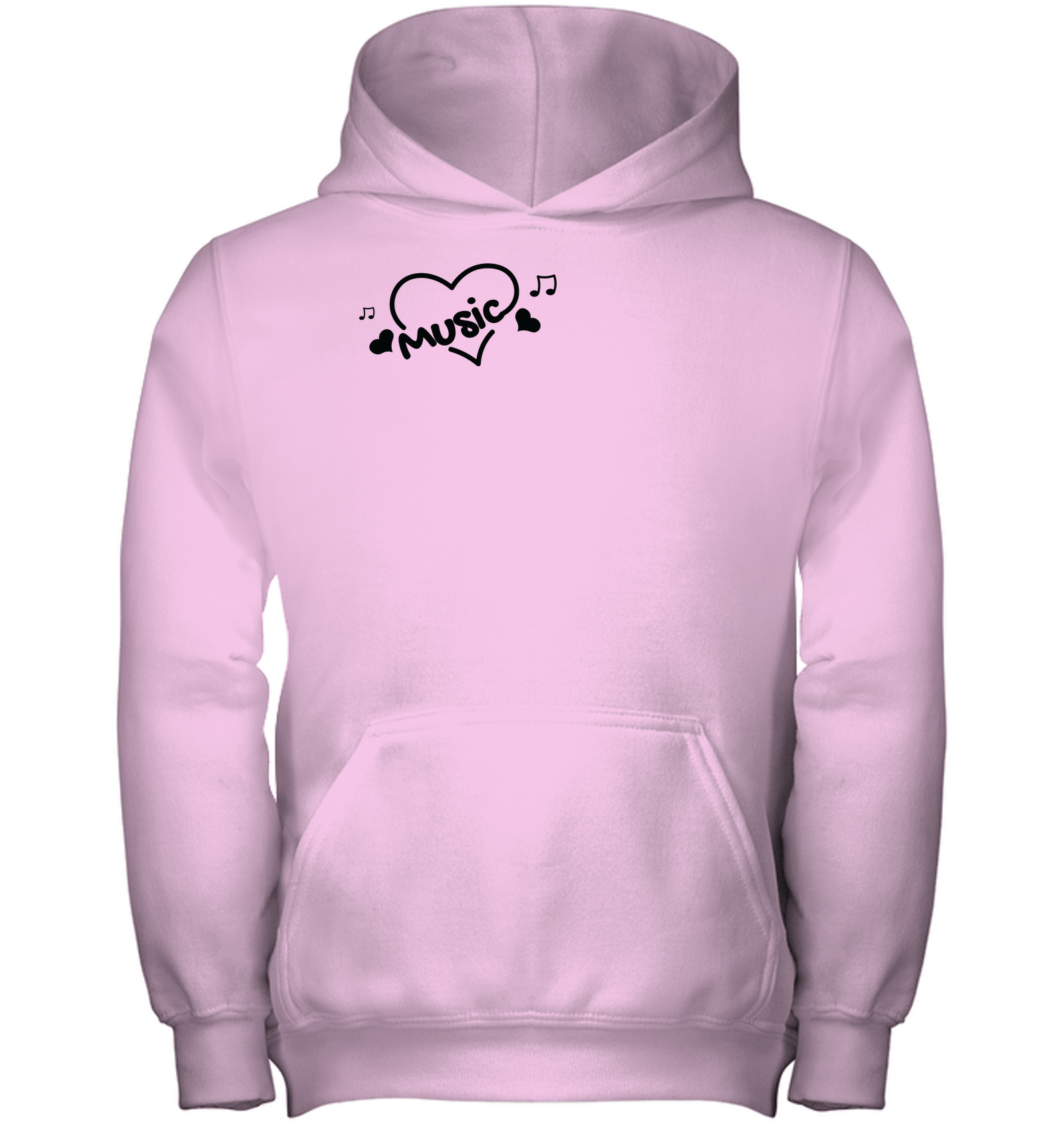 Music Hearts and Notes (Pocket Size) - Gildan Youth Heavyweight Pullover Hoodie