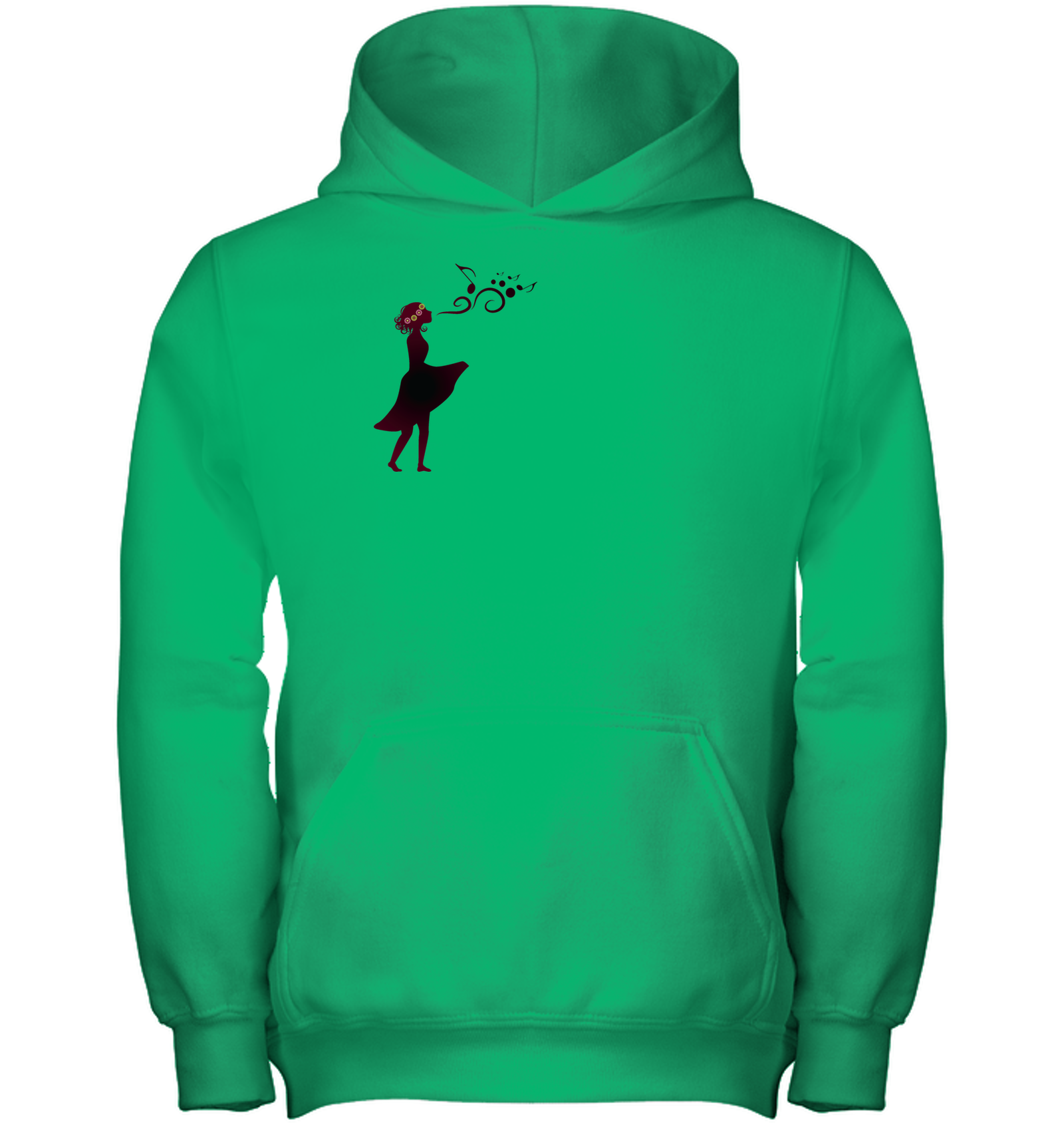 Girl Singing Silhouette (Pocket Size) - Gildan Youth Heavyweight Pullover Hoodie