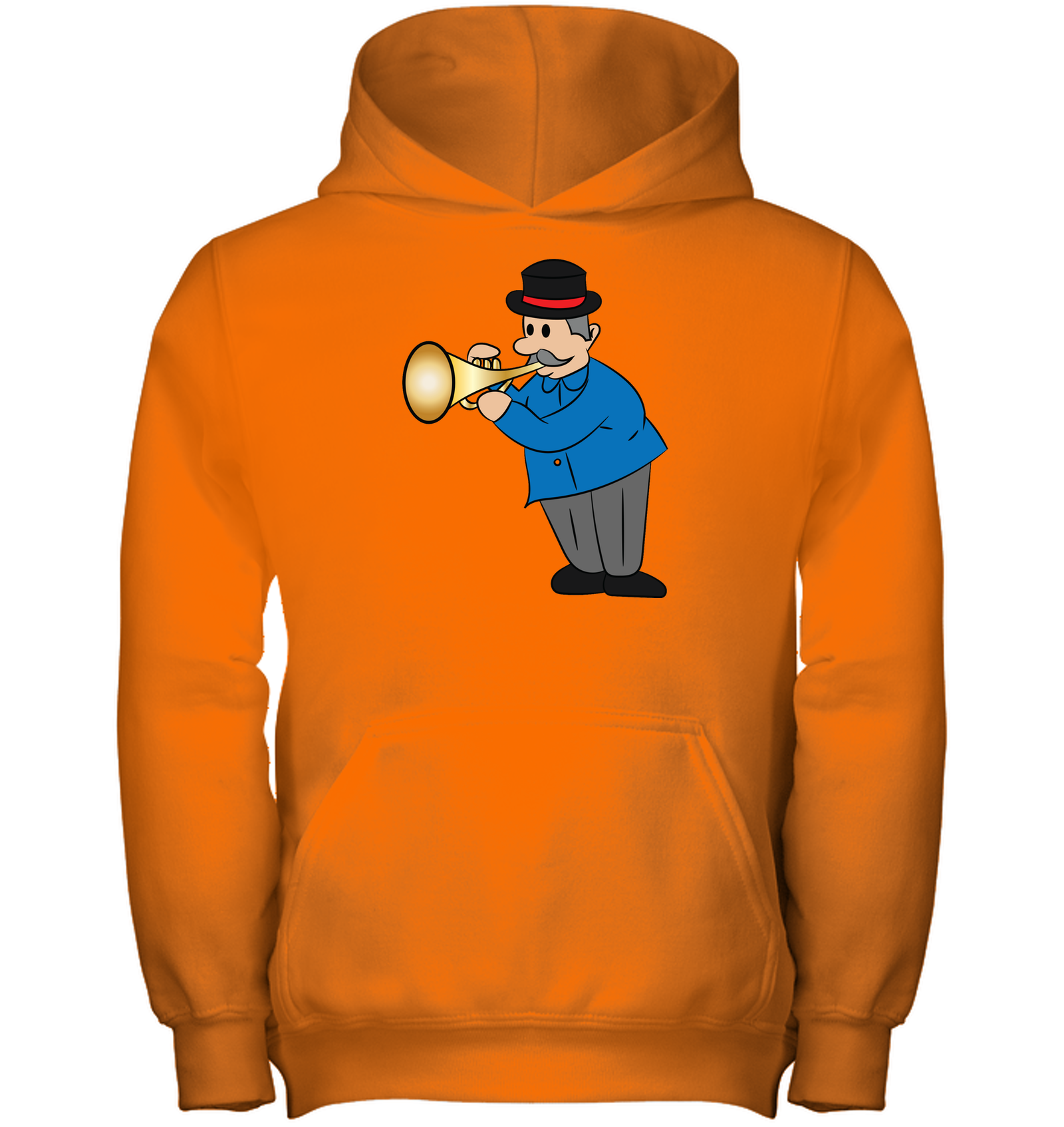 Man with Trumpet - Gildan Youth Heavyweight Pullover Hoodie