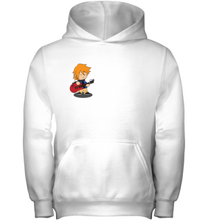 Boy with Guitar (Pocket Size) - Gildan Youth Heavyweight Pullover Hoodie