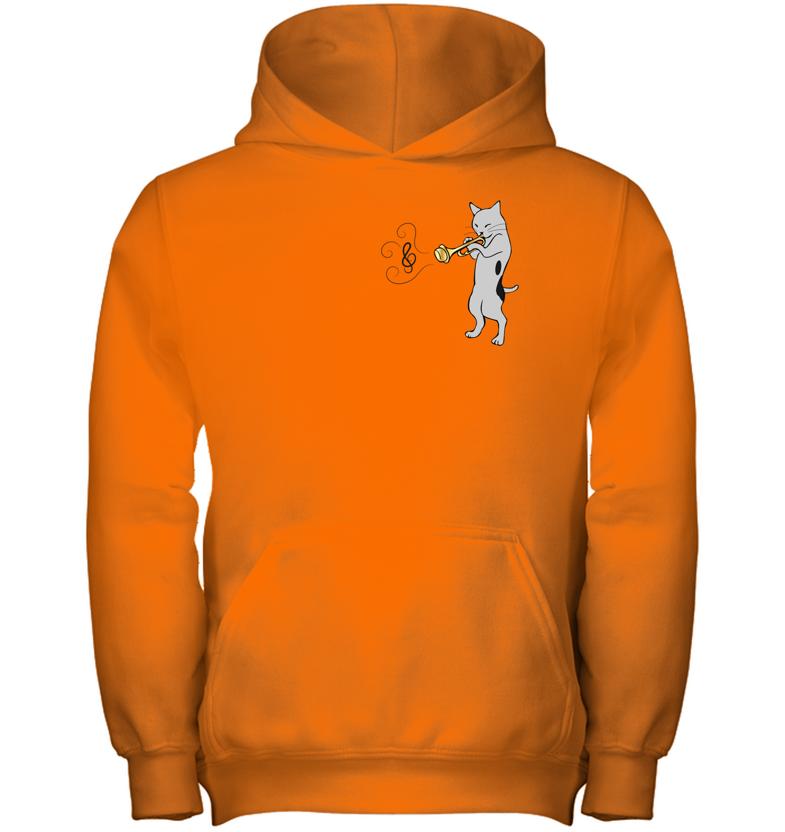 Cat with Trumpet (Pocket Size) - Gildan Youth Heavyweight Pullover Hoodie