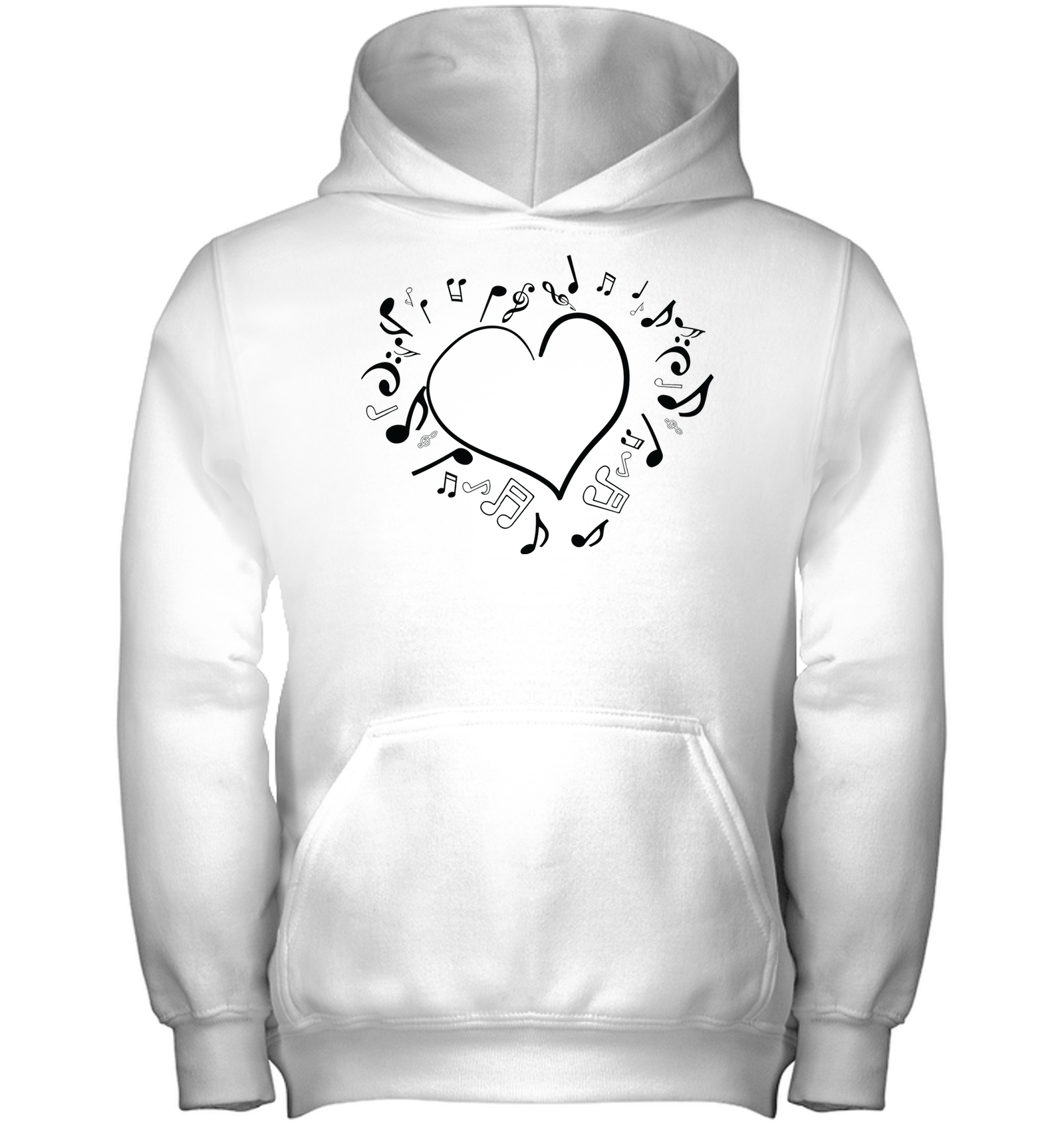 Floating Notes Heart black - Gildan Youth Heavyweight Pullover Hoodie