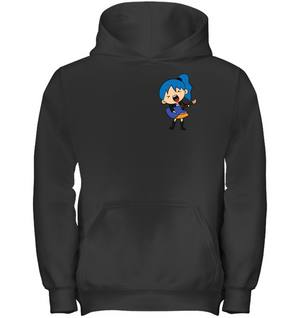Girl Singin with Guitar (Pocket Size) - Gildan Youth Heavyweight Pullover Hoodie