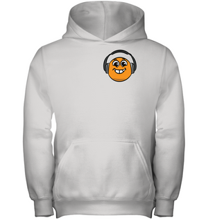 Eager Orange with Headphone (Pocket Size) - Gildan Youth Heavyweight Pullover Hoodie