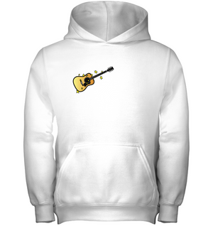 Acoustic Guitar in the Stars (Pocket Size) - Gildan Youth Heavyweight Pullover Hoodie