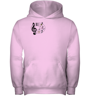 Musical Notes Spiral (Pocket Size) - Gildan Youth Heavyweight Pullover Hoodie