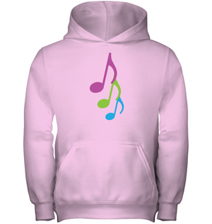 Three colorful musical notes - Gildan Youth Heavyweight Pullover Hoodie