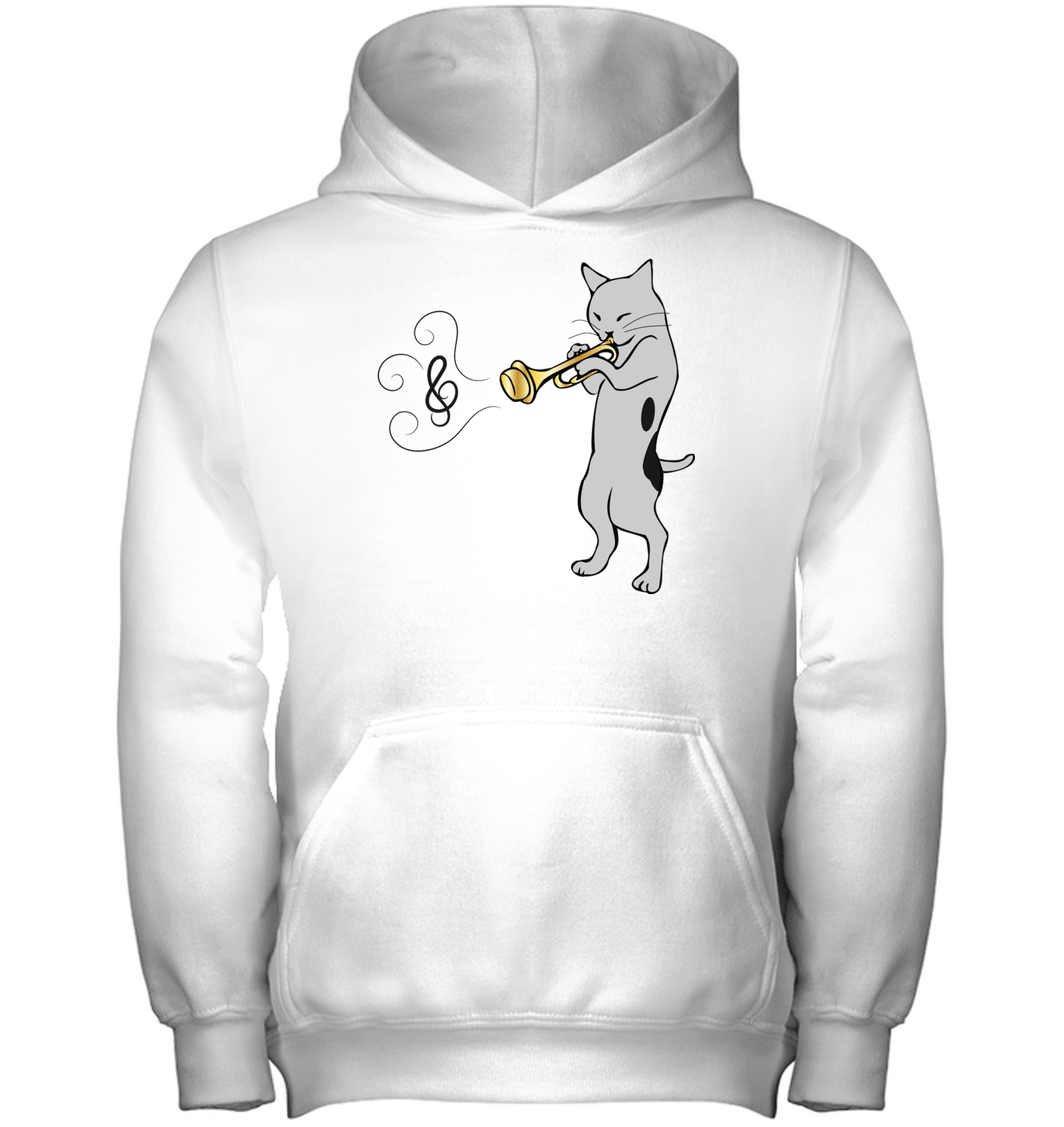 Cat with Trumpet - Gildan Youth Heavyweight Pullover Hoodie