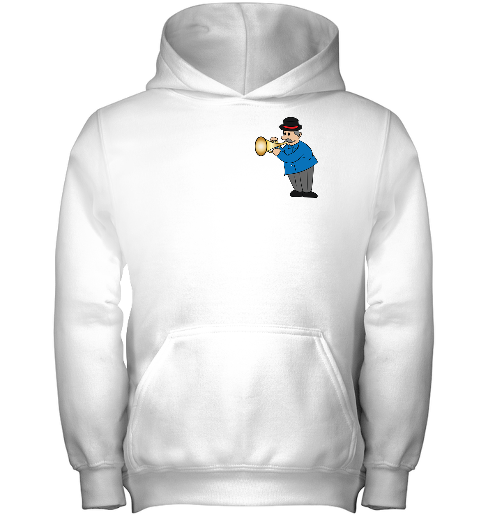 Man with Trumpet (Pocket Size) - Gildan Youth Heavyweight Pullover Hoodie