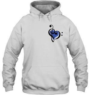 Treble Bass Blue Heart (Pocket Size) - Gildan Adult Heavy Blend™ Hoodie