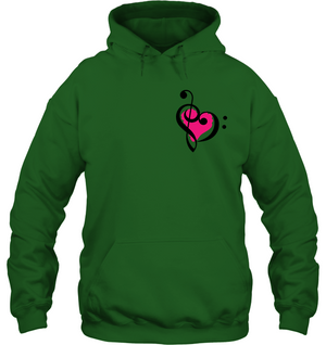 Treble Bass Pink Heart (Pocket Size) - Gildan Adult Heavy Blend™ Hoodie