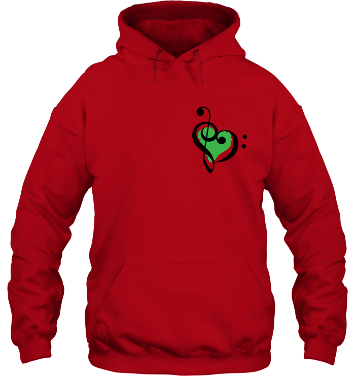 Treble Bass Green Heart (Pocket Size) - Gildan Adult Heavy Blend™ Hoodie