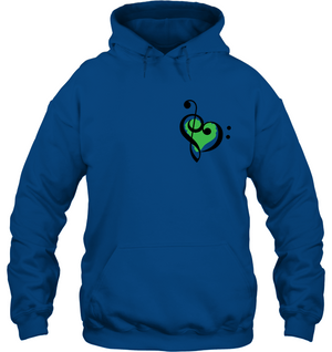 Treble Bass Green Heart (Pocket Size) - Gildan Adult Heavy Blend™ Hoodie