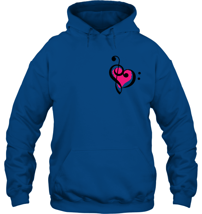 Treble Bass Pink Heart (Pocket Size) - Gildan Adult Heavy Blend™ Hoodie