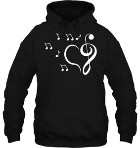 Musical heart with floating notes - Gildan Adult Heavy Blend™ Hoodie