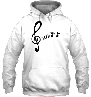 Treble Clef with floating Notes - Gildan Adult Heavy Blend™ Hoodie