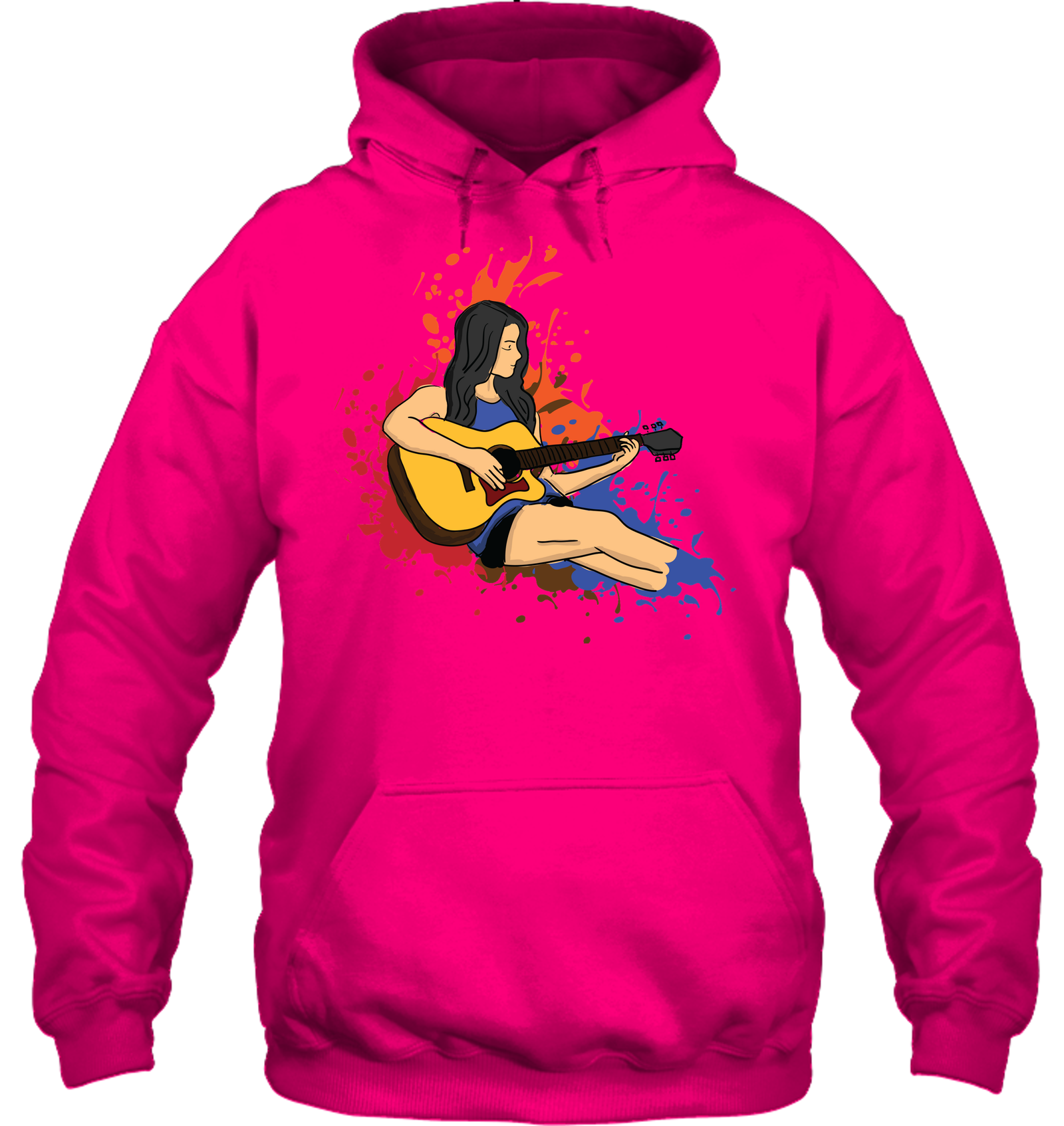 Girl Playing Guitar Splash - Gildan Adult Heavy Blend™ Hoodie
