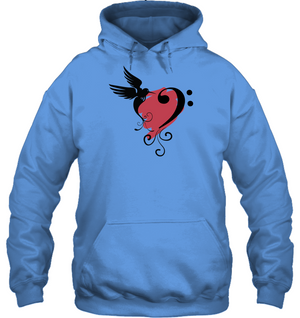 Bird and Musical Heart Red - Gildan Adult Heavy Blend™ Hoodie