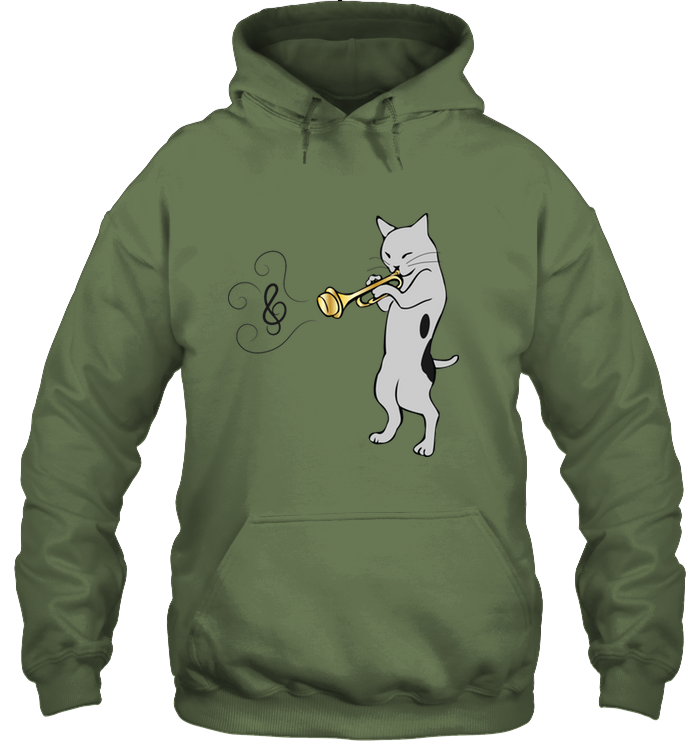 Cat with Trumpet - Gildan Adult Heavy Blend™ Hoodie