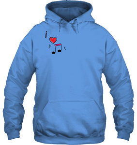 I Love Music Hearts and Fun (Pocket Size) - Gildan Adult Heavy Blend™ Hoodie