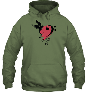 Bird and Musical Heart Red - Gildan Adult Heavy Blend™ Hoodie
