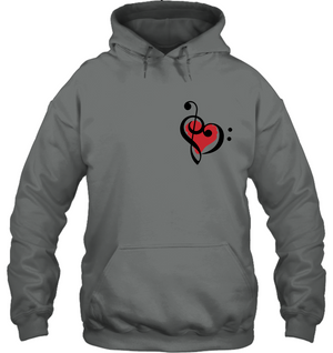 Treble Bass Red Heart (Pocket Size) - Gildan Adult Heavy Blend™ Hoodie