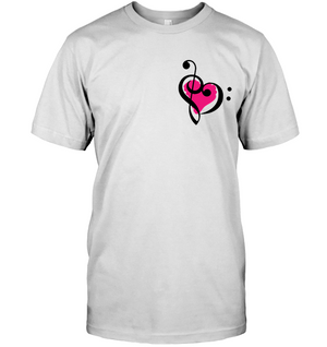 Treble Bass Pink Heart (Pocket Size) - Hanes Adult Tagless® T-Shirt
