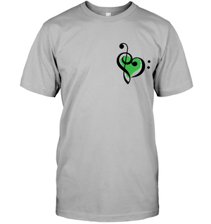 Treble Bass Green Heart (Pocket Size) - Hanes Adult Tagless® T-Shirt