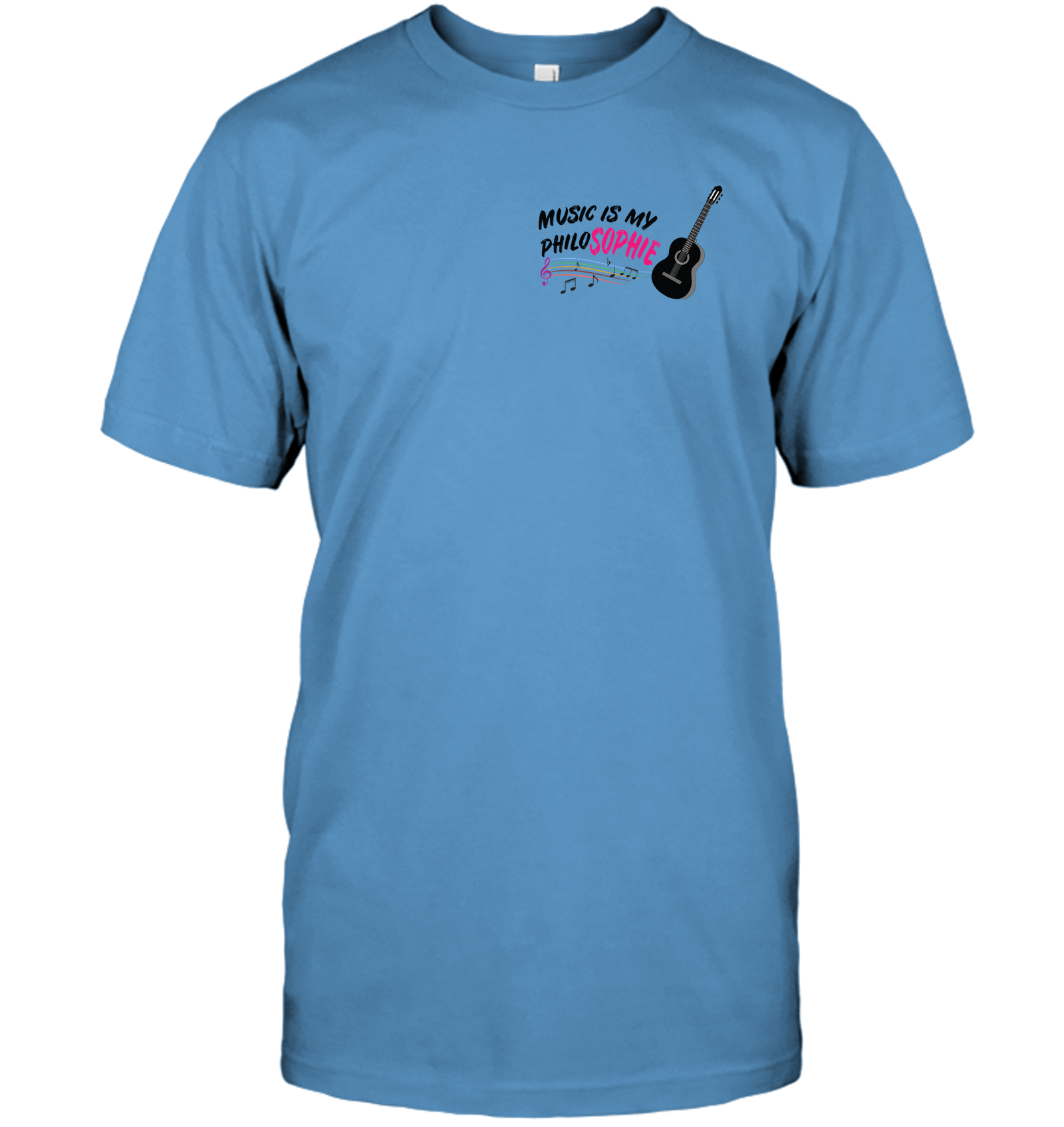 Music is my Philo-Sophie Colorful + Guitar (Pocket Size) - Hanes Adult Tagless® T-Shirt