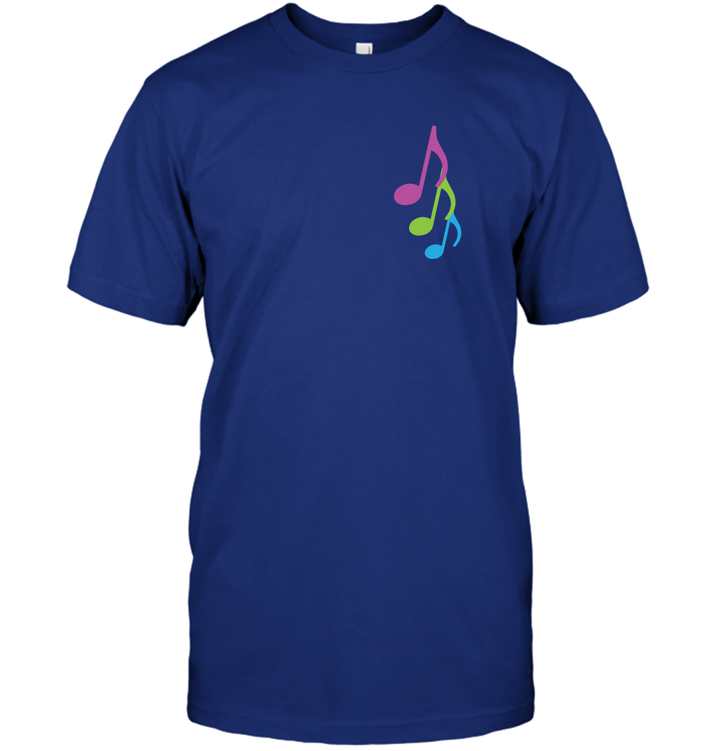 Three colorful musical notes (Pocket Size) - Hanes Adult Tagless® T-Shirt