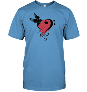 Bird and Musical Heart Red  - Hanes Adult Tagless® T-Shirt