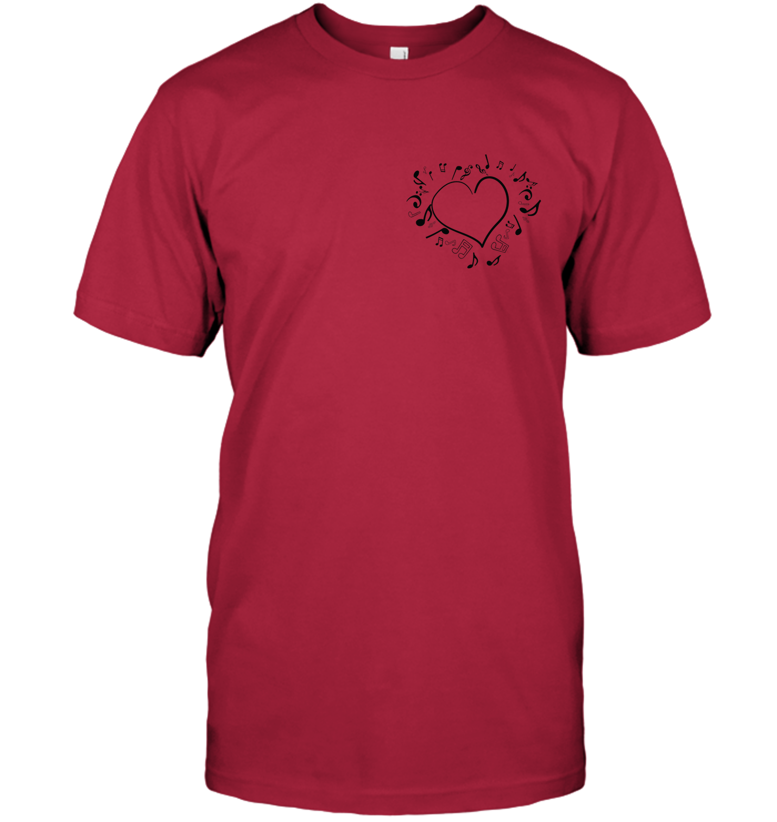 Floating Notes Heart Black (Pocket Size) - Hanes Adult Tagless® T-Shirt
