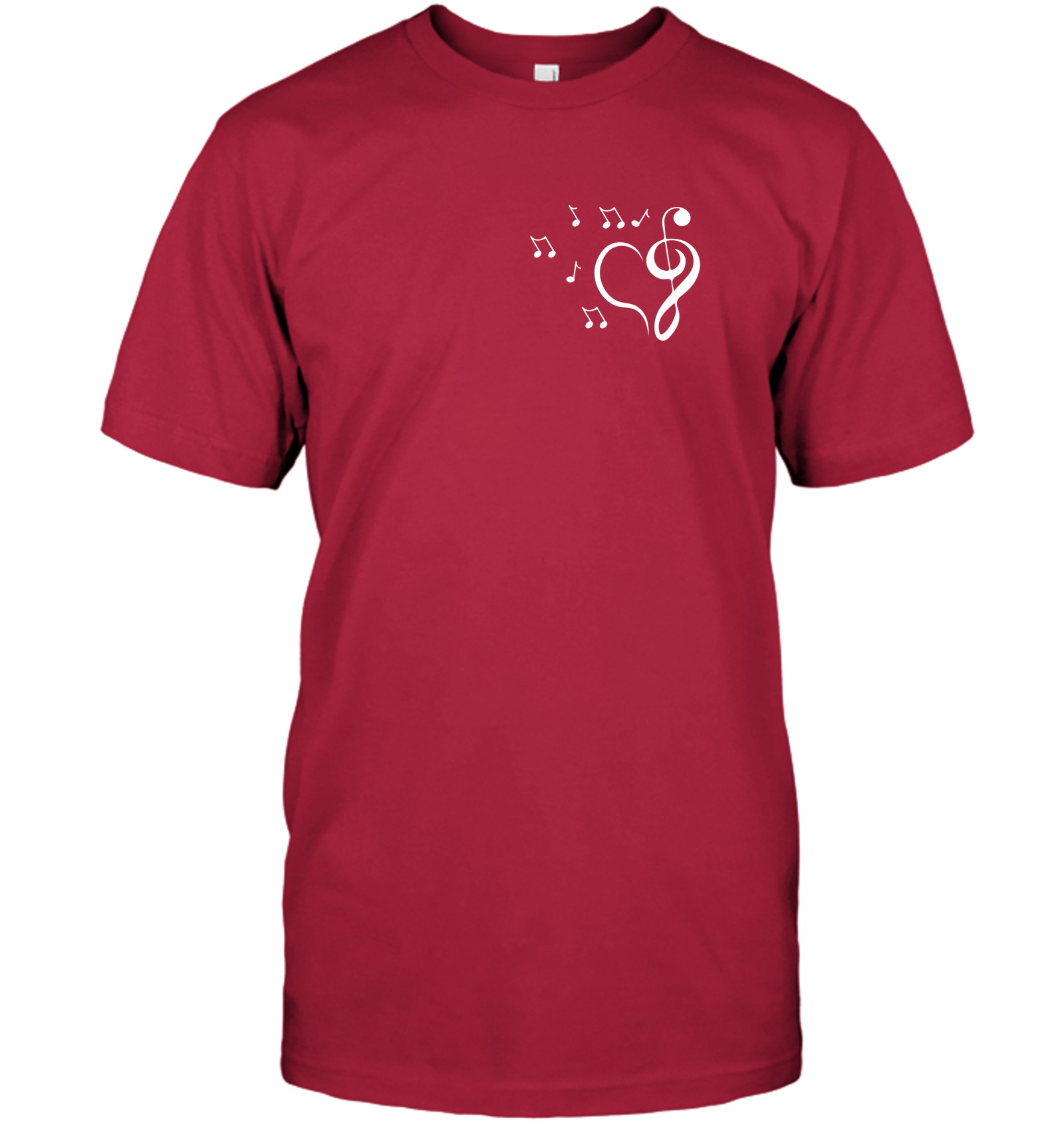 Musical heart with floating notes (Pocket Size) - Hanes Adult Tagless® T-Shirt