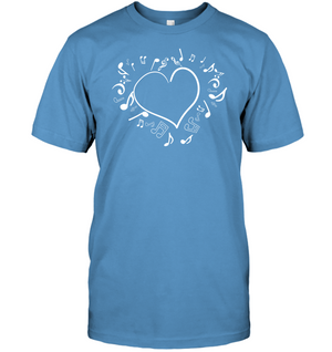 Floating Notes Heart White - Hanes Adult Tagless® T-Shirt