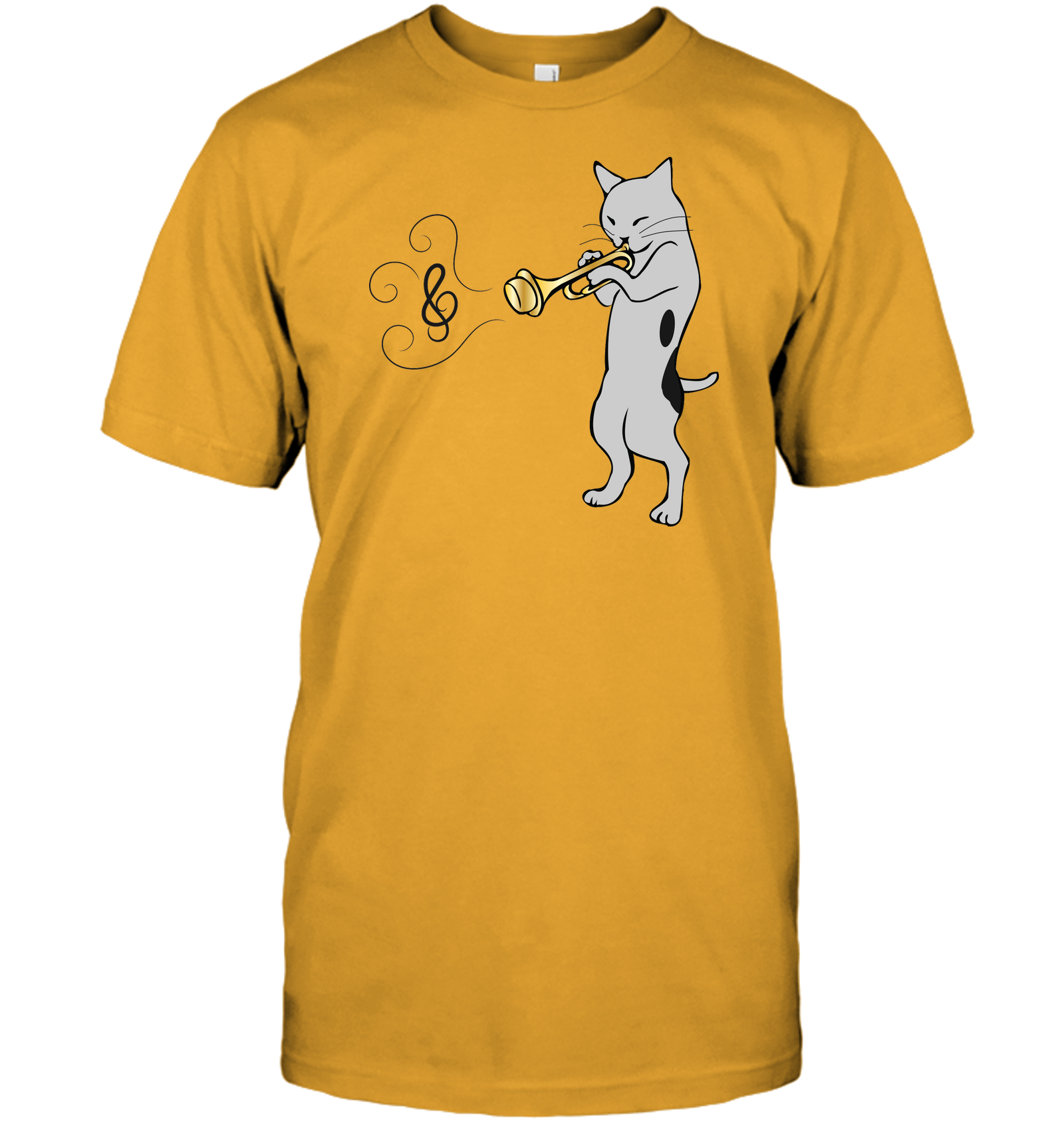 Cat with Trumpet - Hanes Adult Tagless® T-Shirt