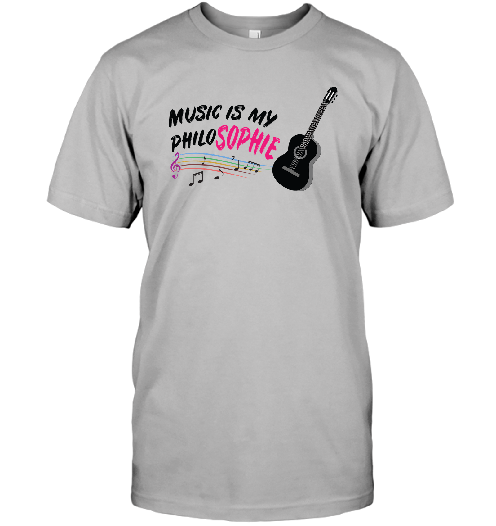 Music is my Philo-Sophie Colorful + Guitar - Hanes Adult Tagless® T-Shirt