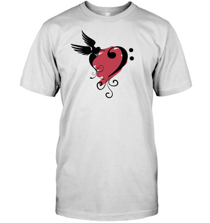 Bird and Musical Heart Red  - Hanes Adult Tagless® T-Shirt