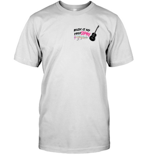 Music is my Philo-Sophie Colorful + Guitar (Pocket Size) - Hanes Adult Tagless® T-Shirt
