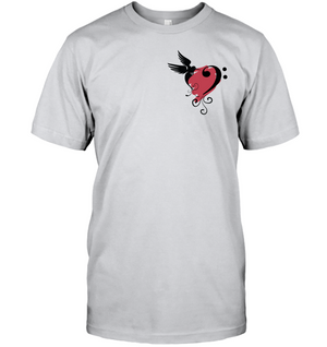Bird and Musical Heart Red (Pocket Size)  - Hanes Adult Tagless® T-Shirt