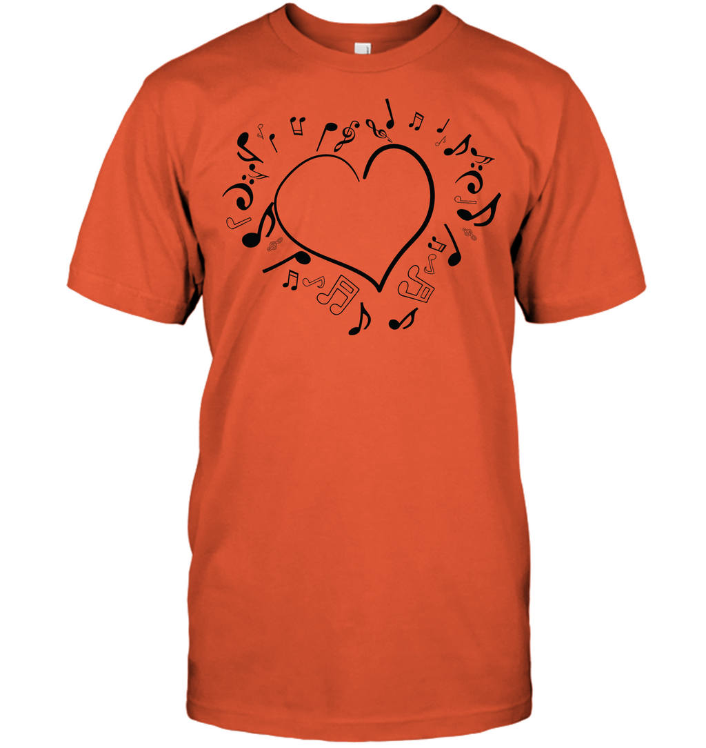 Floating Notes Heart Black - Hanes Adult Tagless® T-Shirt