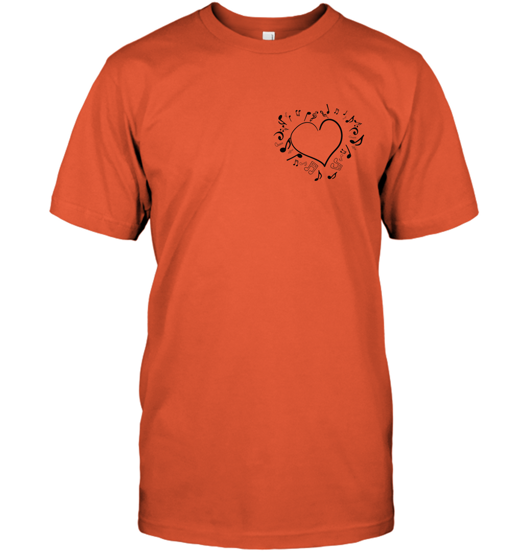 Floating Notes Heart Black (Pocket Size) - Hanes Adult Tagless® T-Shirt