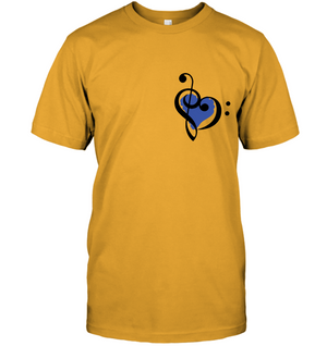 Treble Bass Blue Heart (Pocket Size) - Hanes Adult Tagless® T-Shirt