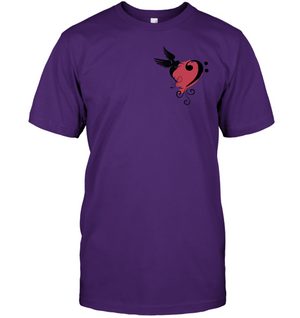 Bird and Musical Heart Red (Pocket Size)  - Hanes Adult Tagless® T-Shirt