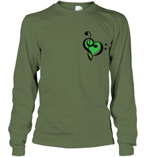 Treble Bass Green Heart (Pocket Size) - Gildan Adult Classic Long Sleeve T-Shirt