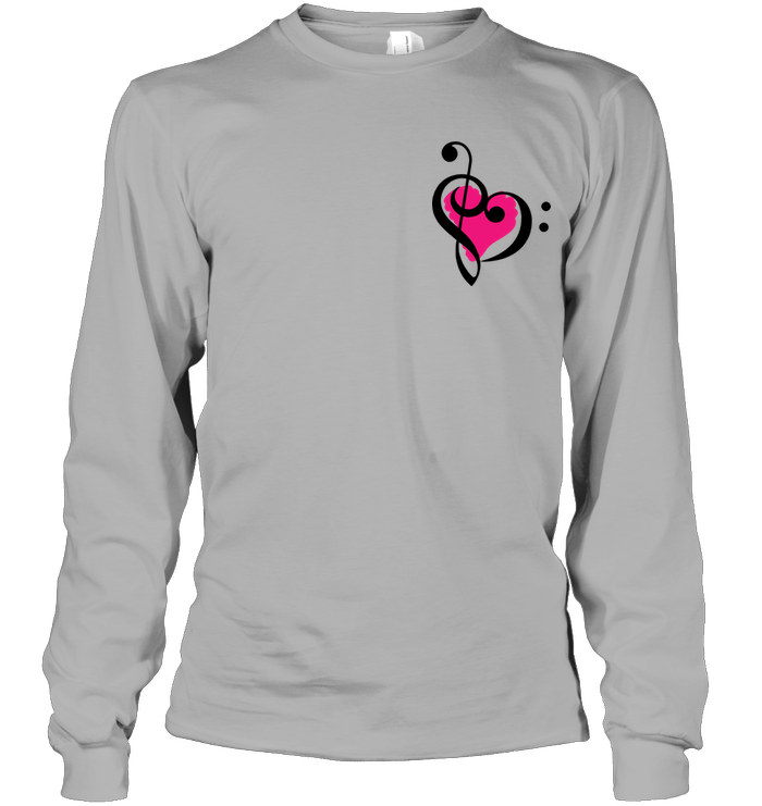 Treble Bass Pink Heart (Pocket Size) - Gildan Adult Classic Long Sleeve T-Shirt
