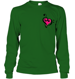 Treble Bass Pink Heart (Pocket Size) - Gildan Adult Classic Long Sleeve T-Shirt