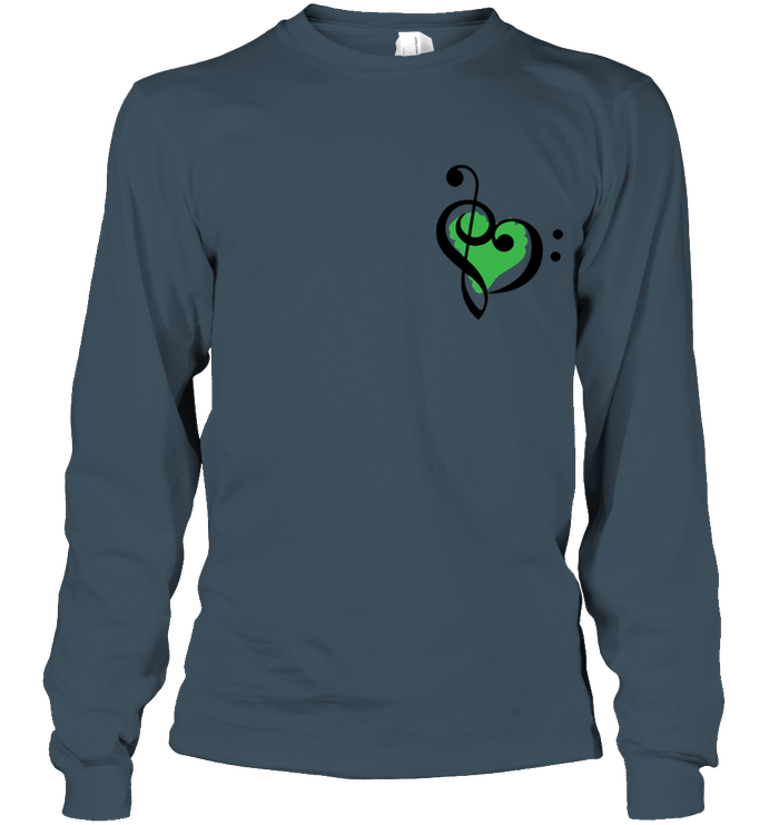 Treble Bass Green Heart (Pocket Size) - Gildan Adult Classic Long Sleeve T-Shirt