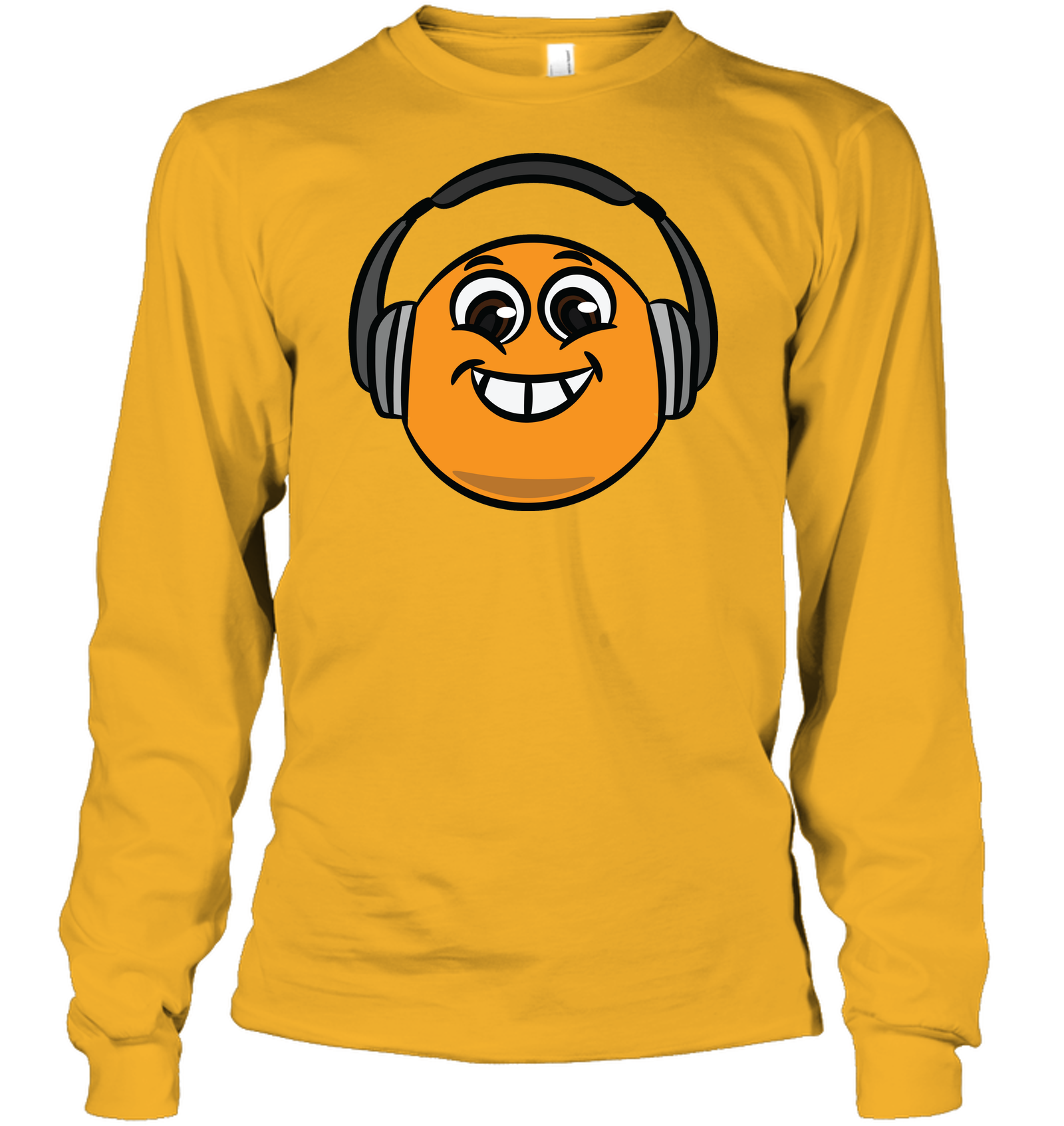 Eager Orange with Headphone - Gildan Adult Classic Long Sleeve T-Shirt