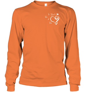 Musical heart with floating notes (Pocket Size)  - Gildan Adult Classic Long Sleeve T-Shirt