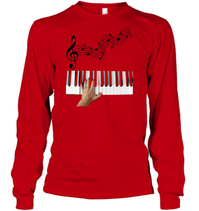 Playin the Keyboard Black Notes - Gildan Adult Classic Long Sleeve T-Shirt